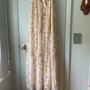 DREW Floral Maxi Dress Tiered NEW Natural S